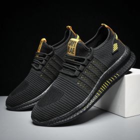 Spring Summer Autumn Hot Trainers Shoe Men Lightweight Sneaker Breathable Running Hiking Soft Outdoor Lace-up Tennis Comfortable (Color: Black yellow, size: 46)