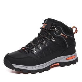 Spring Autumn Winter 36-46 Sport Training Hiking Shoe Waterproof Men Women Casual Fashion Outdoor High-top Cross-country Walking (Color: Black, size: 42)