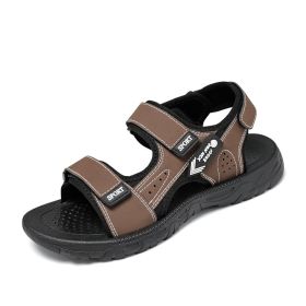 Men Beach Sandals Man Hiking Sandals Outdoor Casual Shoes High Quality 2022 Summer Aqua Shoes Comfortable Male Non-slip Sandals (Color: Dark Brown, size: 44)