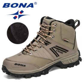 BONA 2022 New Arrival Hiking Shoes Men Outdoor Trekking Shoes Trainers Sports Sneakers Man Mountain Climbing Footwear Masculino (Color: Medium grey black, size: 10)