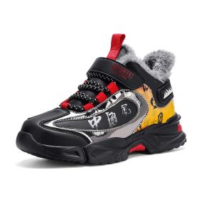 FLARUT Children Winter Running Shoes Snow Sports Shoes Single Cotton Shoes Kids's Sneakers Fashion Trekking Hiking Shoes (Color: Red Plus Velvet, size: 38)