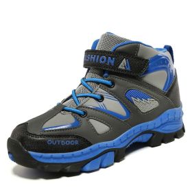 Kids Hiking Shoes Sport Shoes For Boys Teenagers Antiskid Running Shoes Walking Mountain Climbing Footwear Basket Flats Sneakers (Color: Blue, size: 4.5)